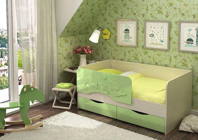 Кровать детская Алиса 180 зеленый металлик