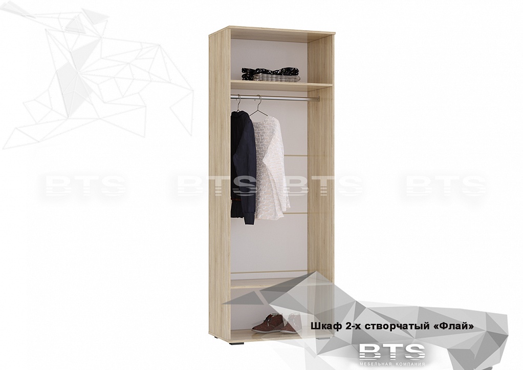 Шкаф 2х створчатый Флай ШК-04 дуб сонома/белый глянец